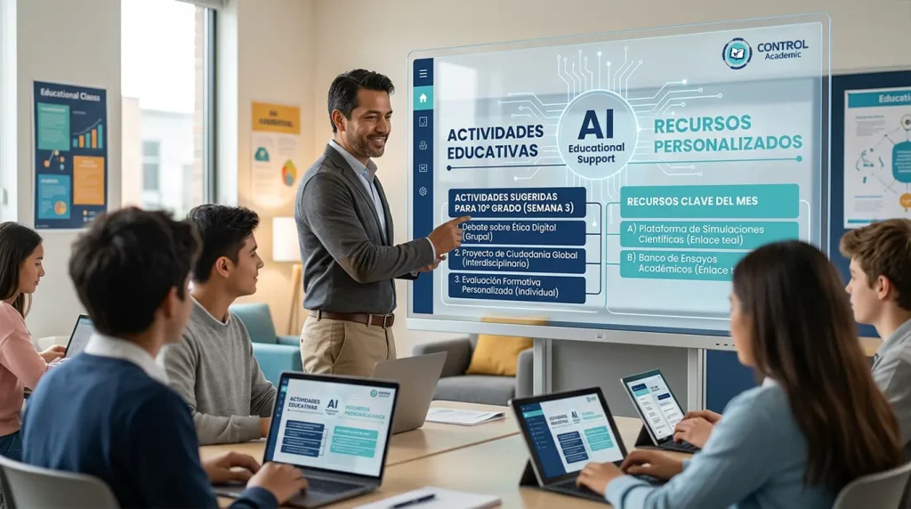 Profesor usando la inteligencia artificial para analizar la informacion