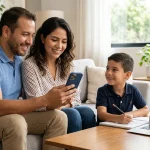una familia haciendo matriculas en línea desde la plataforma Control Academic